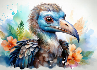 Fototapeta premium Vulture, illustration, Watercolor art 