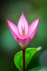 Fototapeta premium A pink flower with water droplets on it's petals