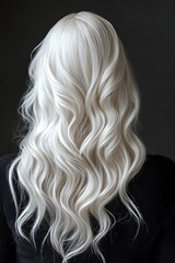 Naklejka premium Young woman with long blonde hair on dark background