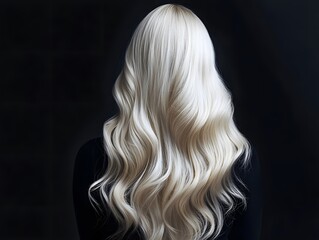 Naklejka premium Young woman with long blonde hair on dark background