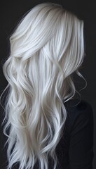 Naklejka premium Young woman with long blonde hair on dark background