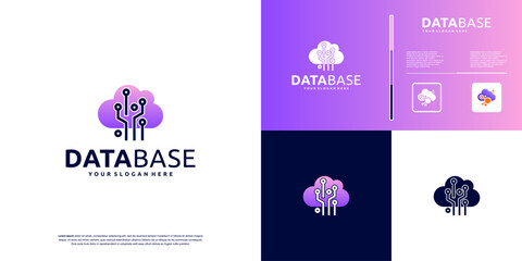 digital connection, with cloud and electrical circuit concepts, storage, tech logo templates.