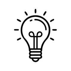 Fototapeta premium Light bulb icon with rays for idea generation and creativity