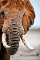 Obraz premium A close up of an elephant with large tusks
