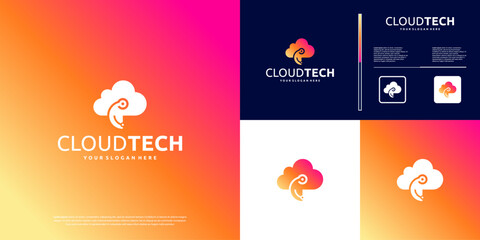 simple electrical and cloud circuits, digital services, future technology, graphic design illustration.