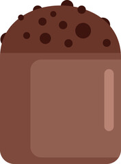 Minimalist vector illustration of a chocolate easter cake with chocolate icing and sprinkles isolated on a white background