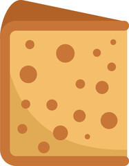 Cartoon drawing of a single piece of swiss cheese, isolated on a white background