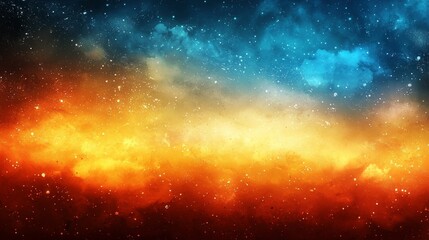 Fototapeta premium Abstract cosmic background with bright blue and orange colors.