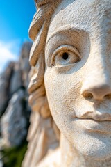  A close up of a statue of a woman's face