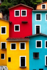 Fototapeta premium A row of brightly colored houses with white windows