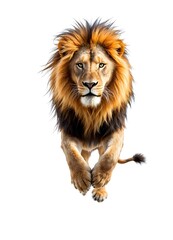 Fototapeta premium jumping lion isolated on white background