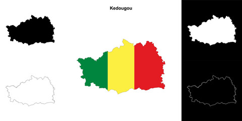 Kedougou region outline map set