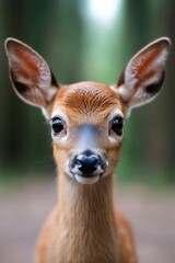 Fototapeta premium A close up of a small deer looking at the camera