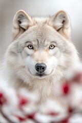 Obraz premium A close up of a wolf's face in the snow