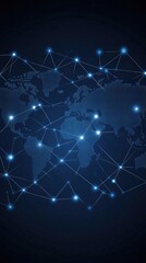 Obraz premium The design showcases an abstract representation of a world map on a blue backdrop, emphasizing global connectivity and networks