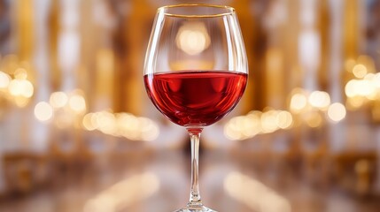 A glass of red wine sitting on top of a table