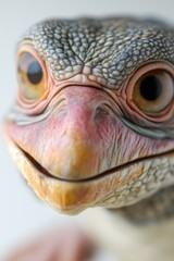Fototapeta premium A close up of a lizard's face with a white background