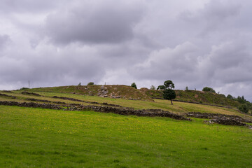 Obraz premium Walking in the Pennines in West Yorkshire in summer, England