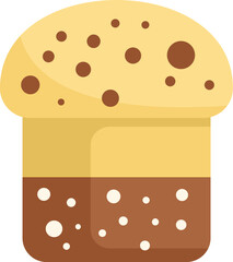 Simple vector illustration of a traditional easter bread with chocolate chips and sugar glaze, isolated on white background