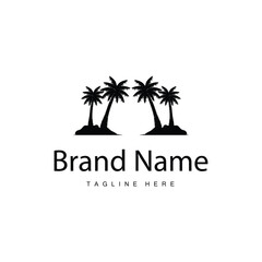 Coconut Tree Logo Design, Beach Plant Vector, Palm Tree Summer, Illustration Template