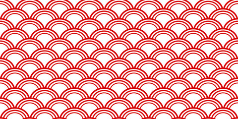 Beautiful red Japanese Wave on white background.Vector, illustration.