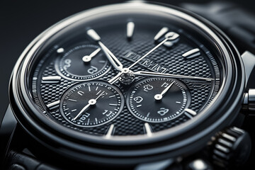 Fototapeta premium This close-up showcases the luxurious details and textures of a sophisticated watch face