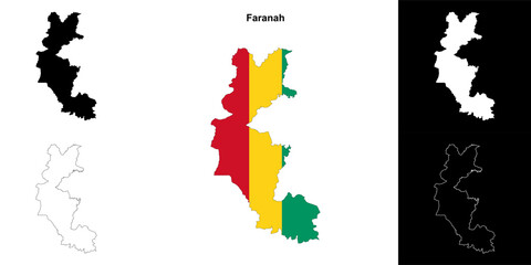 Faranah region outline map set