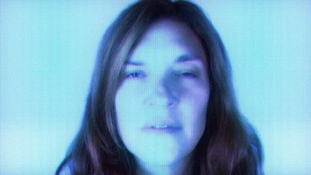 changing eyes and lips made into television screen wall pattern