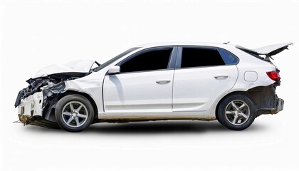 Fototapeta premium carcass of crashed car in front side, Car insurance concept