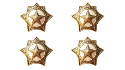 Collection of Sheriff Star Badges Isolated on a Transparent Background Generative AI