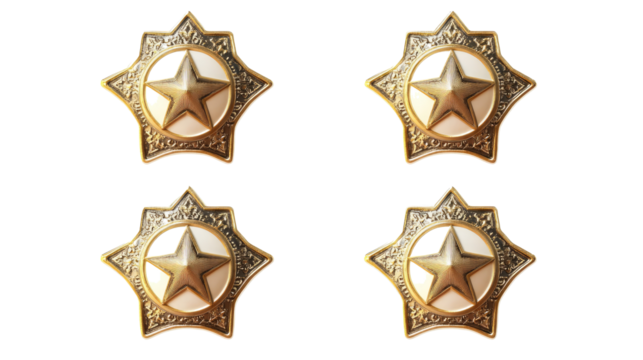 Collection of Sheriff Star Badges Isolated on a Transparent Background Generative AI
