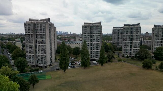 Aerial shot of Buildings in near Kennington Park London UK