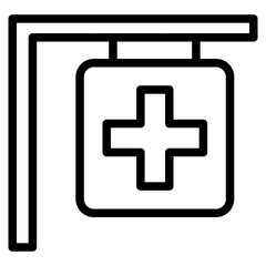 Obraz premium hospital sign board healthcare medical icon