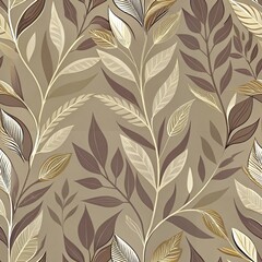 Fototapeta premium Elegant botanical pattern with gold accents on neutral tones