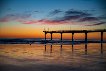 Sunrise at the beach, New Brighton Pier, Christchurch