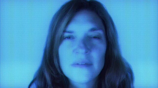 changing eyes and lips made into television screen wall pattern