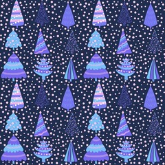 Christmas tree seamless new year pattern for wrapping paper and fabrics