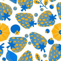 Summer fruit seamless strawberry berry pattern for wrapping paper and fabrics