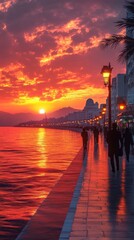 Beautiful sunset over Jeddah's Corniche.