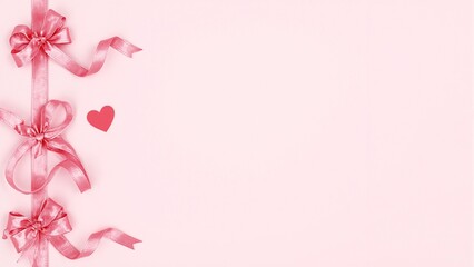 Soft pink surface with pink ribbon and bow perfect for romantic designs