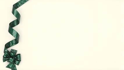 Cream background with forest green ribbon bow nature inspired Ideal for eco friendly themes