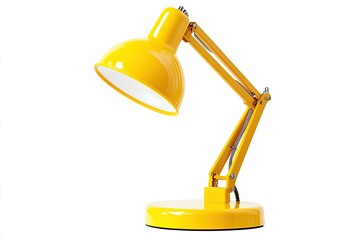 Yellow desk lamp isolated on white background. The concept of day and night