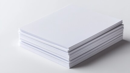 Blank A4 white paper sheet with soft, diffused shadows on a white background, precise and crisp corners, high-resolution details for a clean look