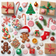 Obraz premium Праздничный Фон с яркими рождественскими элементами