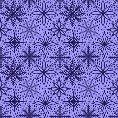 Christmas ice scribble seamless snowflakes pattern for wrapping paper and fabric