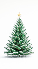 vertical image of a simple Christmas tree with a single star on top, green on a white background, suitable for mobile phone