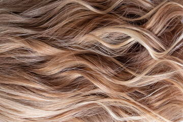Naklejka premium Blonde wavy hair with highlights texture swatch