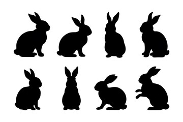 Isolated Rabbit Silhouettes Perfect for Holiday Cards and Decor