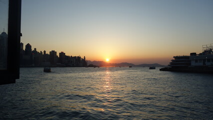 Fototapeta premium sunset over the river