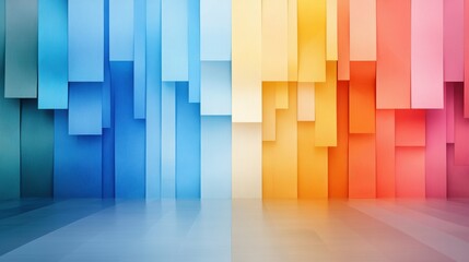 Colorful abstract background with vertical panels in blue, yellow, and pink hues, AI